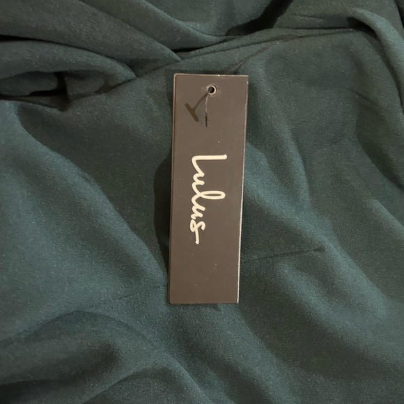 Lulus forest green bell sleeve bodycon dress with plunge neckline and tie back - Picture 7 of 7